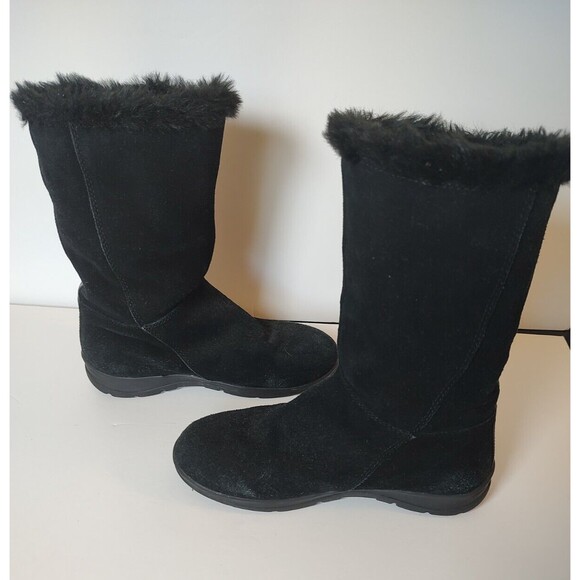 White Mountain size 6.5M black suede boots faux fur lined leather upper - Picture 9 of 10